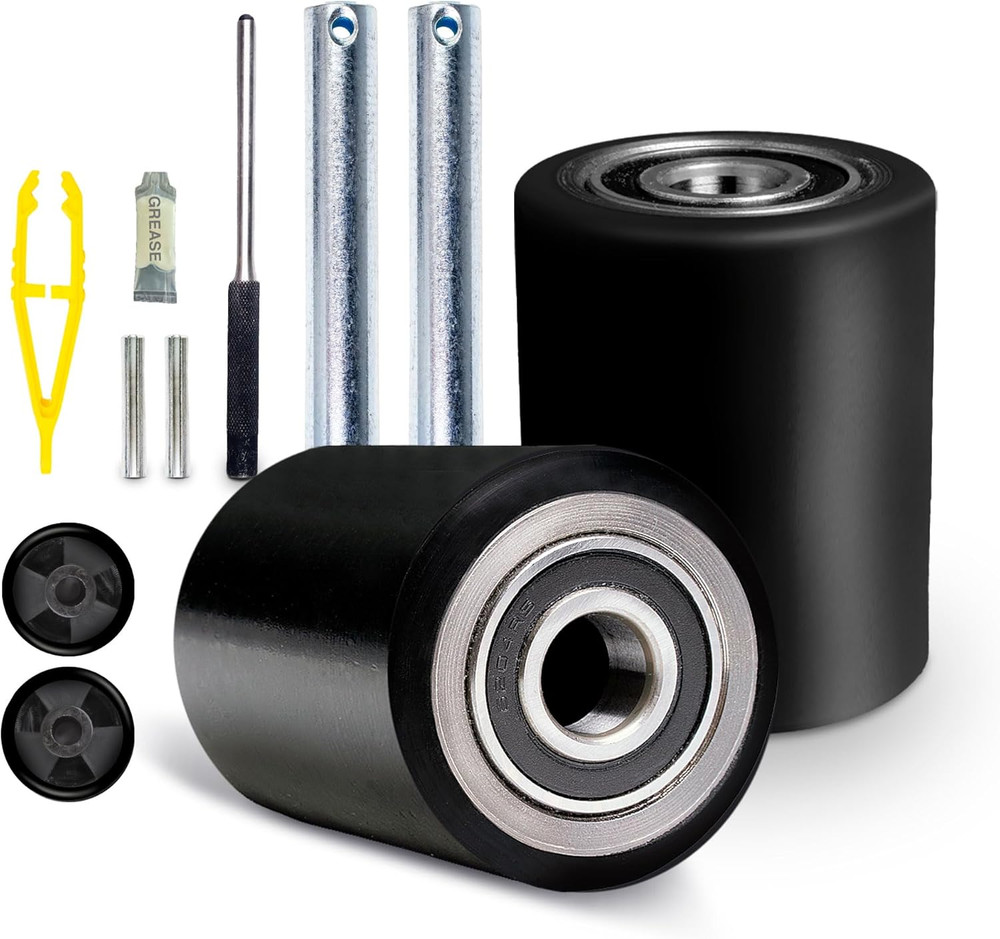 Pallet Jack/Truck Load Wheels Full Set with Axles and Entry Exit Roller 3" X 3.7