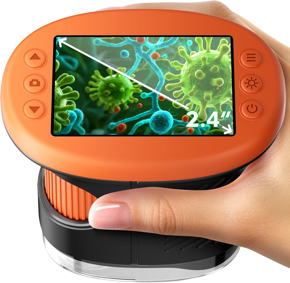 1000X Handheld Microscope for Kids, 4K 2.4" Screen Digital Kids Microscopes with