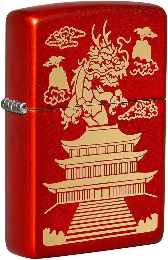 Zippo Eastern Design Metallic Red Pocket Lighter