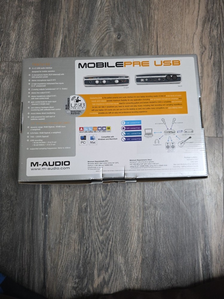 PreAmp Audio Interface With Cord M-Audio MobilePre USB