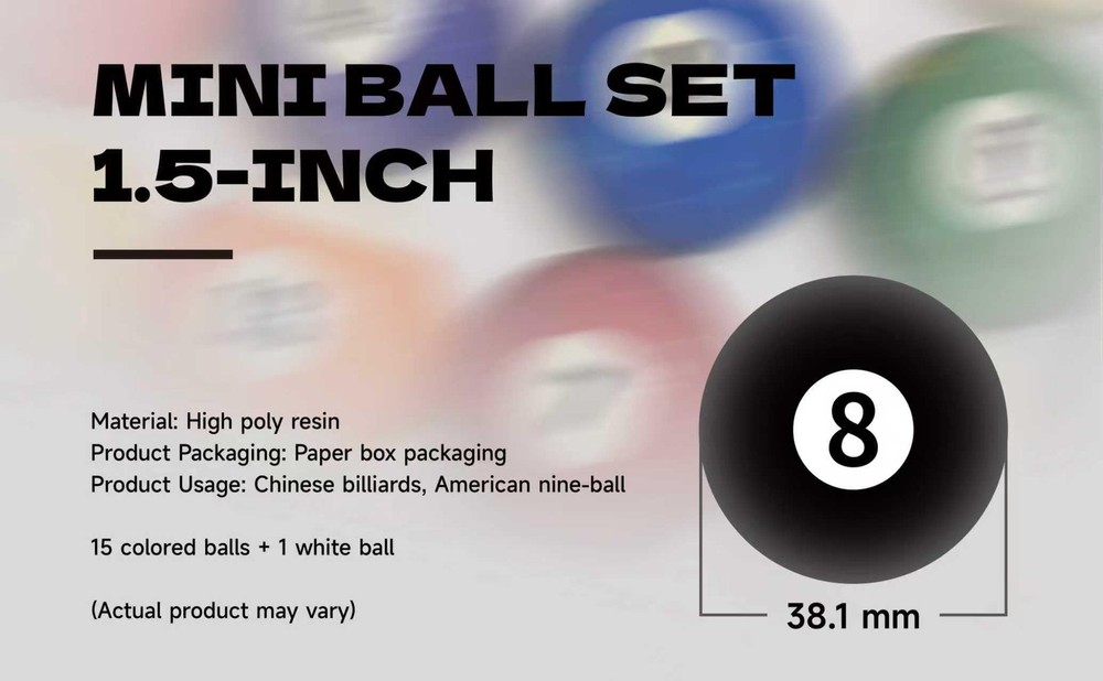 Mini Billiard Pool Balls Set - 1.5" Billiard Balls Set