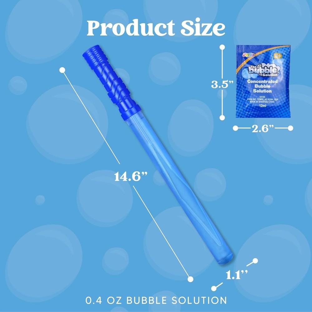 14.6’’ Big Bubble Wands for Kids - 12 Pack Fun with Concentrated Bubble Solution