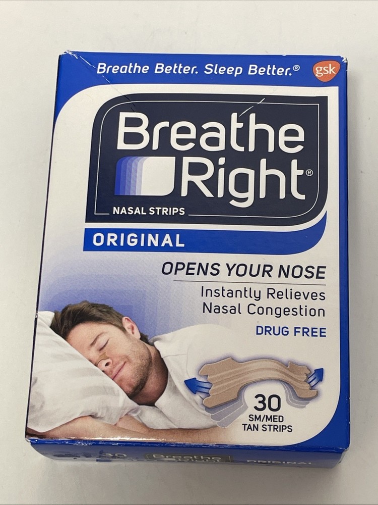Breathe Right Nasal Strips Original Tan Small Medium 30 Strips 1 Box Sealed