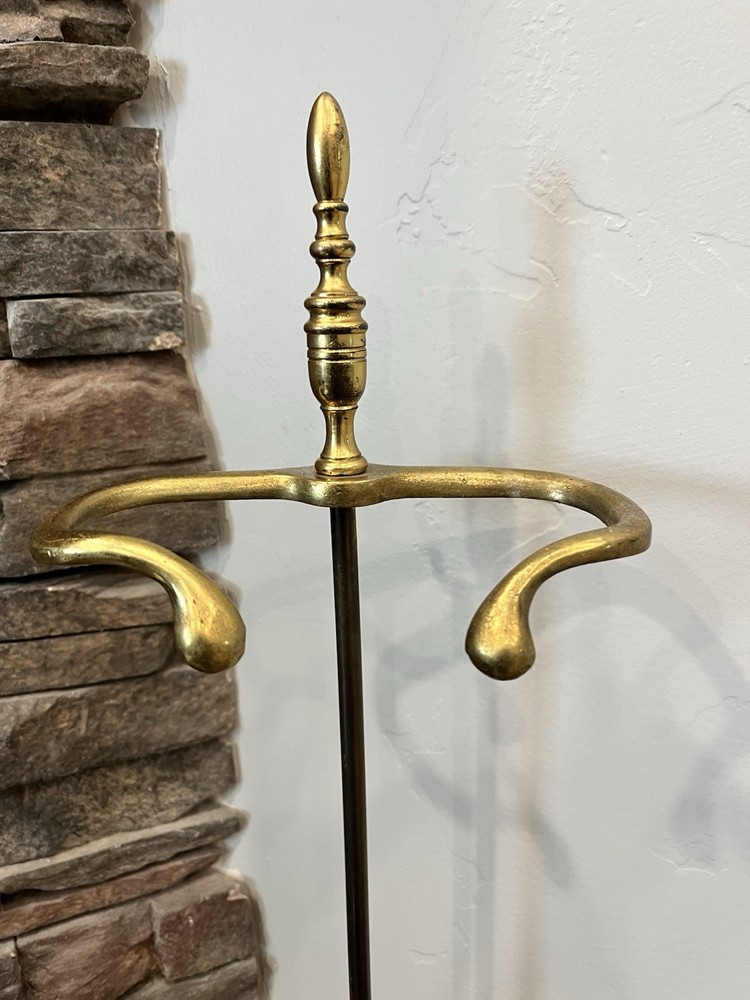 Vintage Brass And Iron Handcrafted Fireplace Tool Stand