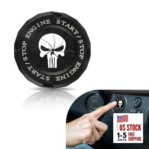 Push Start Button Cover, Personalized Skull Rotary Type Ignition Switch