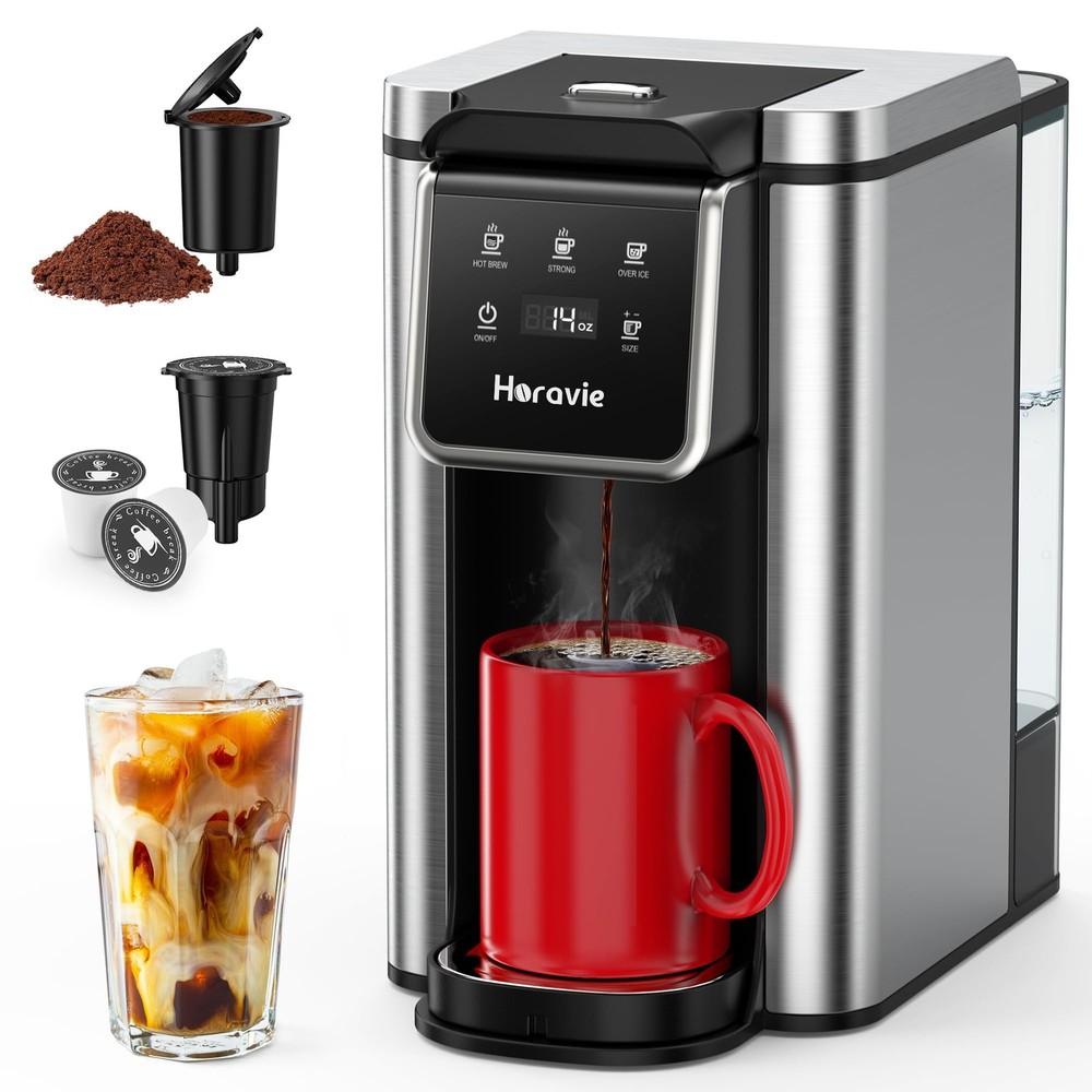 Single Serve Coffee Maker for K-Cups & Grounds, Hot & Iced Coffee Maker, Stro...