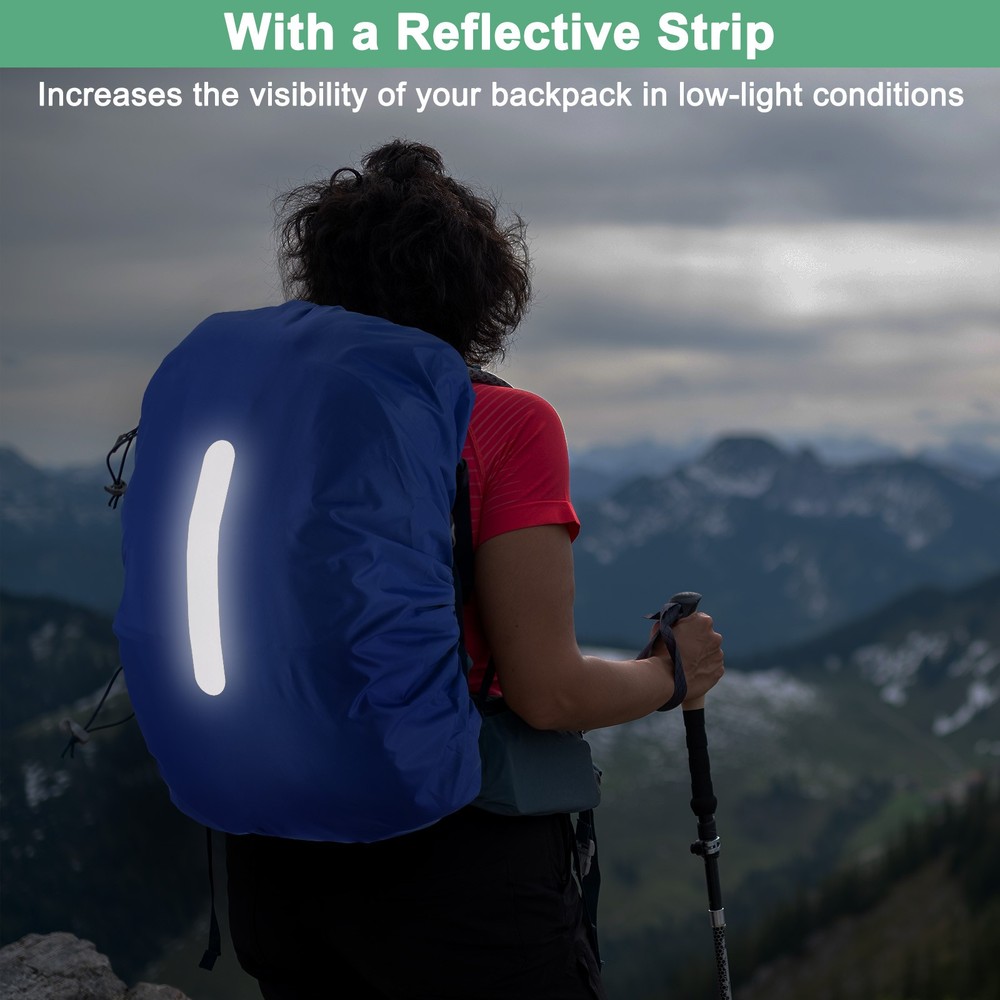 65L-75L Backpack Rain Cover with A Vertical Reflective Strap [Sapphire Blue]
