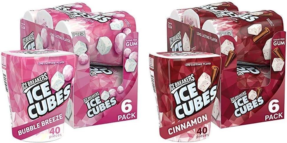 ICE BREAKERS Ice Cubes Bubble Breeze and Cinnon Sr Chewing Gum