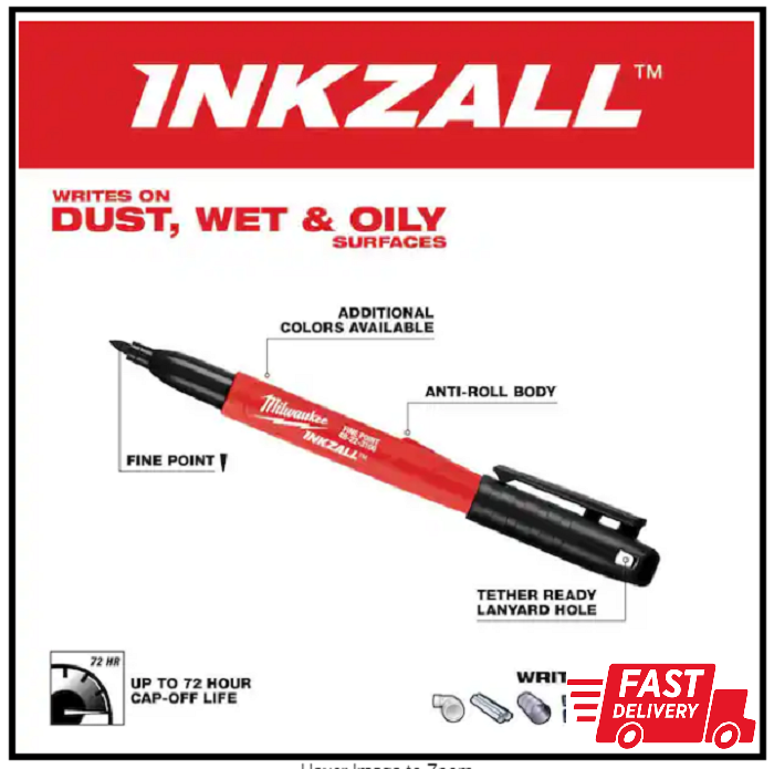 INKZALL Red Fine Point Jobsite Permanent Marker (36-Pack)