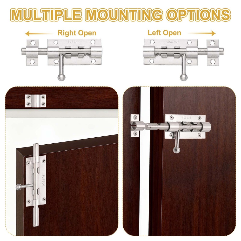 1Pcs Slide Bolt Latch, 5 in Barrel Bolt Latch with Dust Container 10mm [Black]