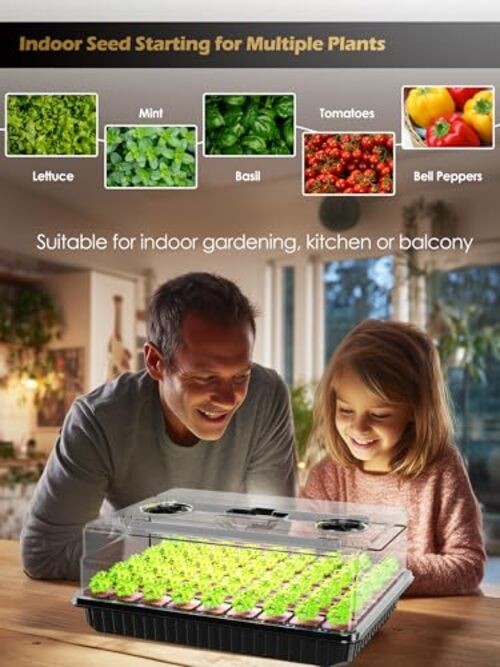 Seed Starter Tray with Full Spectrum Grow Light,54-Cell *2 Pack Seed 2-Pack