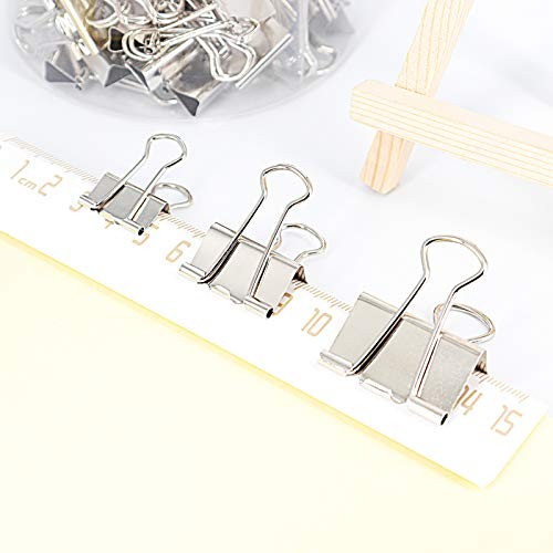 Binder Clips Paper Clamps, Assorted Sizes Set (Small, Medium, Large) for Silver