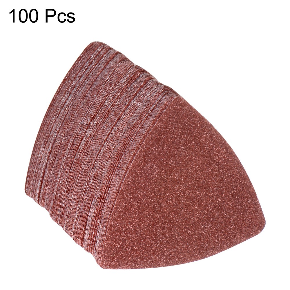 100pcs 100 Grits 80mm Aluminum Oxide Triangular Hook & Loop Sandpapers Pads