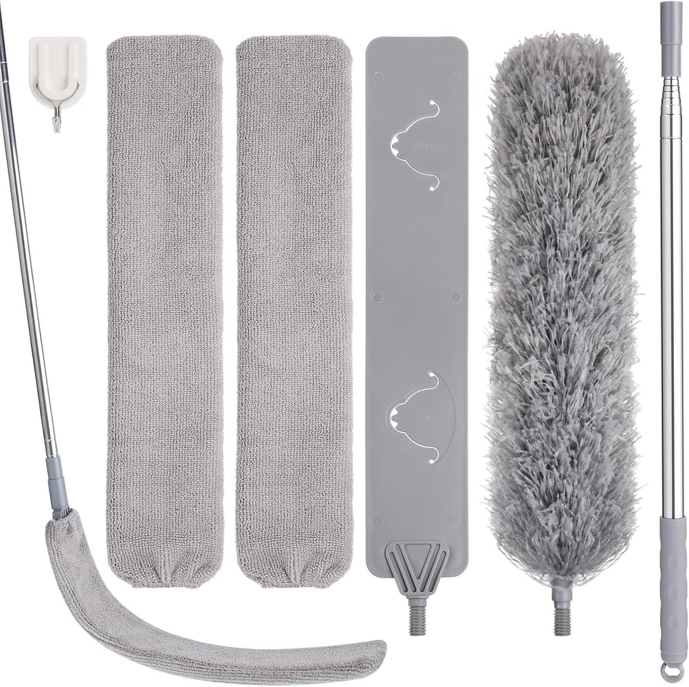 Feather Duster Set (4 Pieces), 30-100 inch Microfiber Retractable Gap Duster ...