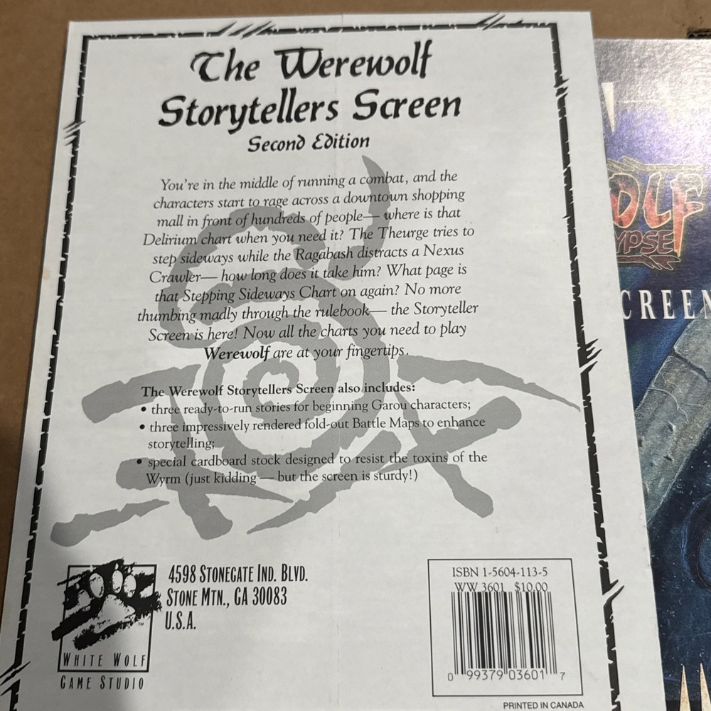 Storyteller's Screen w/Three Werewolf Stories & Battlemap (2nd Ed)