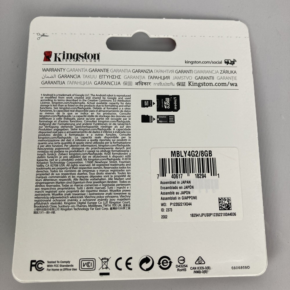 Kingston Micro SD Reader, 8 GB Micro SD HC, Micro SD Adapter NOS