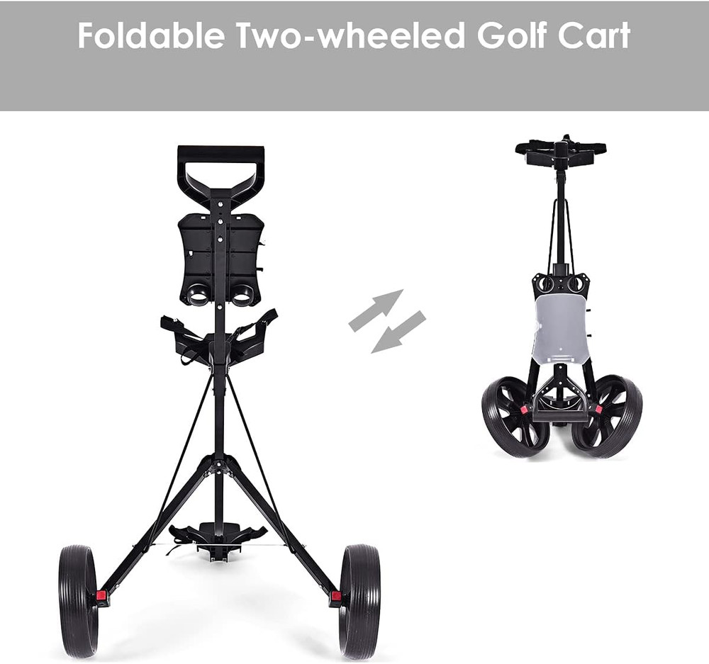 Golf Push Pull Cart, Lightweight Foldable 2 Wheels Push Pull Golf Cart Trolley,
