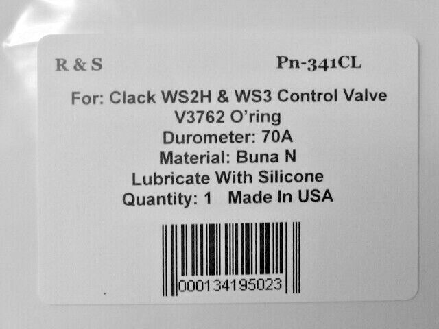 Clack WS2H & WS3 Control Valve V3762 O-Ring / R&S 341CL