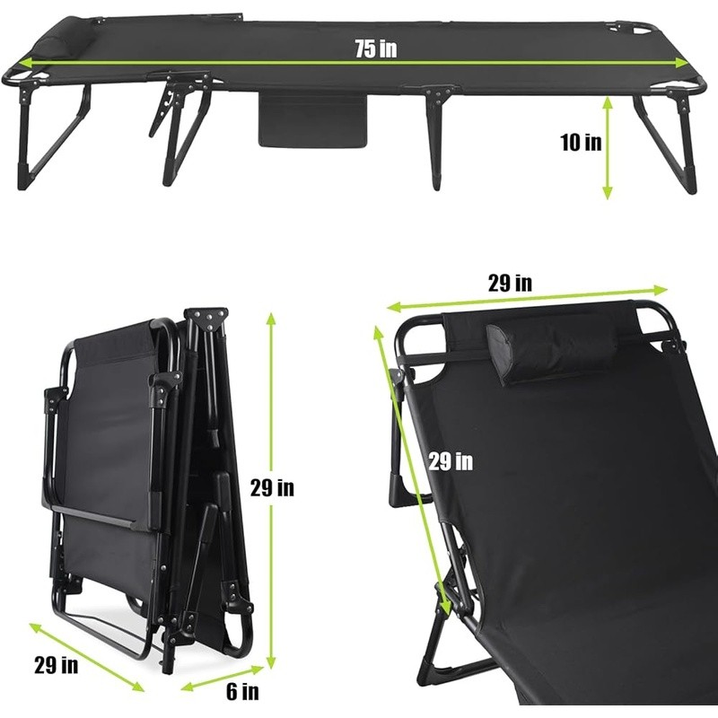 Portable Folding Camping Cot Tri-Fold Design Easy Setup Compact Durable Bed New