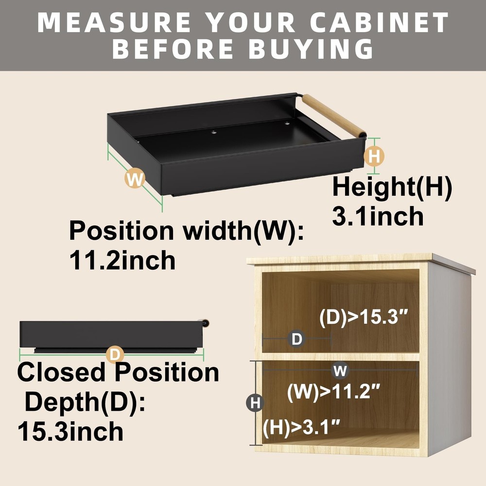 Pull Out Cabinet Organizer, 15.3'' Deep Expandable Slide Out Cabinet Organize...