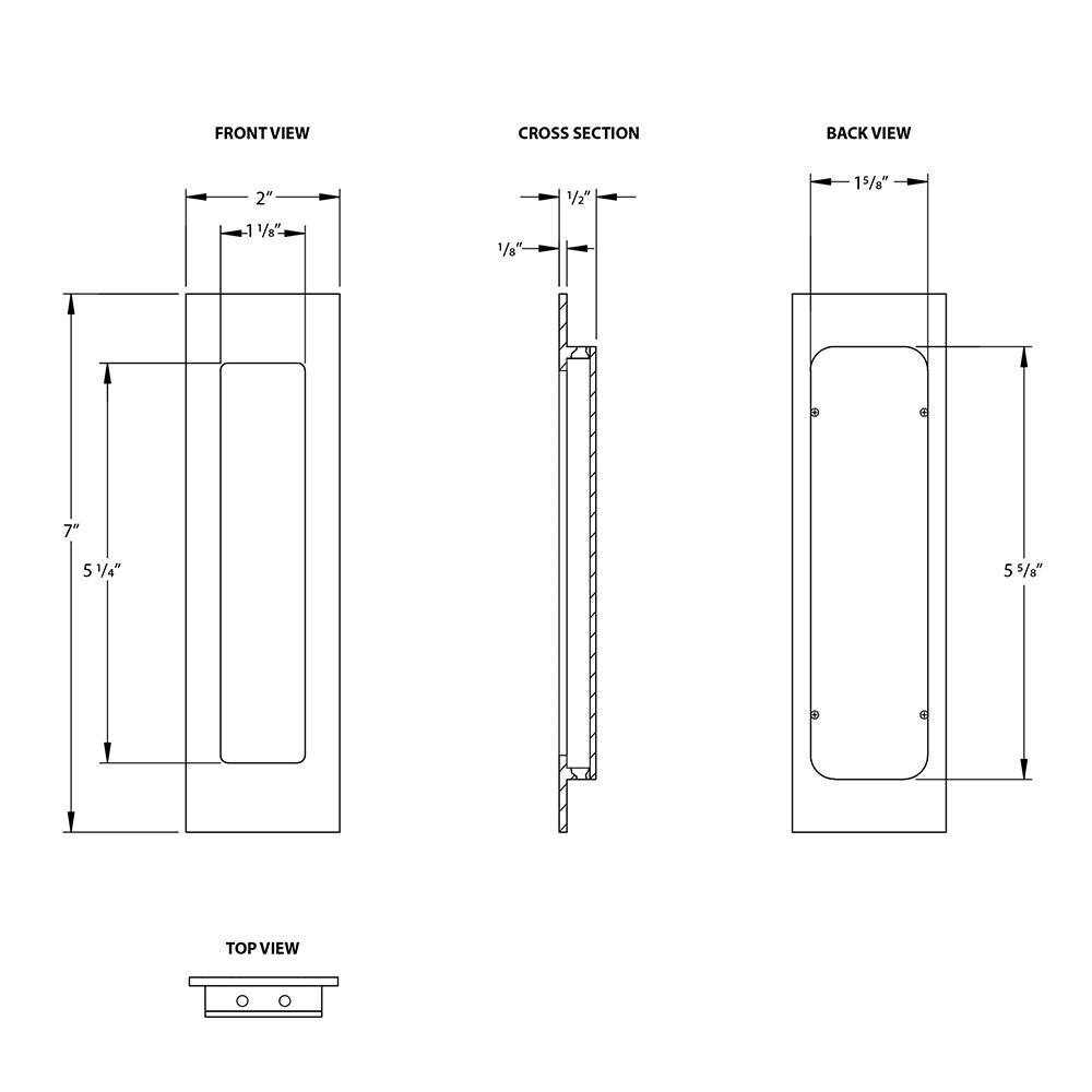 Emtek 220307-US19 Modern Rectangular Flush Pull In Flat Black