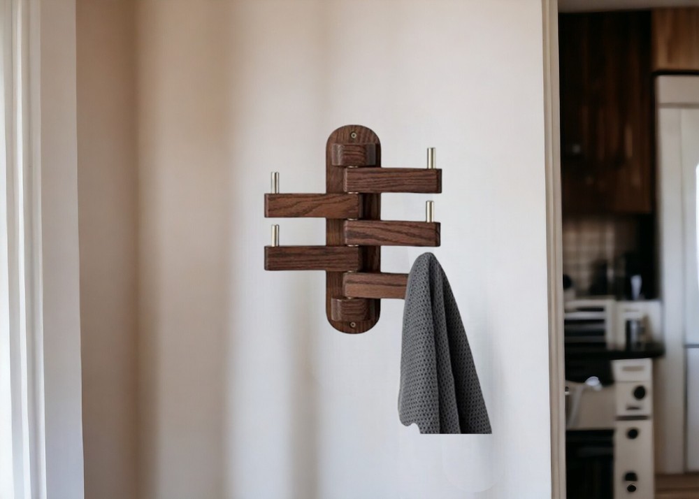 Walnut coat rack , Personalized coat rack , Swivel coat rack