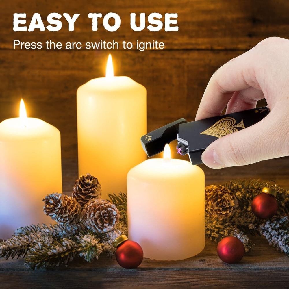 LcFun Electric Lighter Rechargeable USB, Dual Arc Plasma Lighter, Black Ace