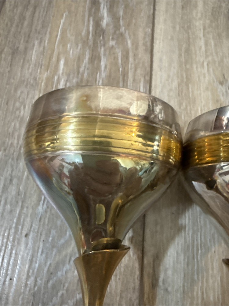 two-tone wine goblets, likely silver-plated brass