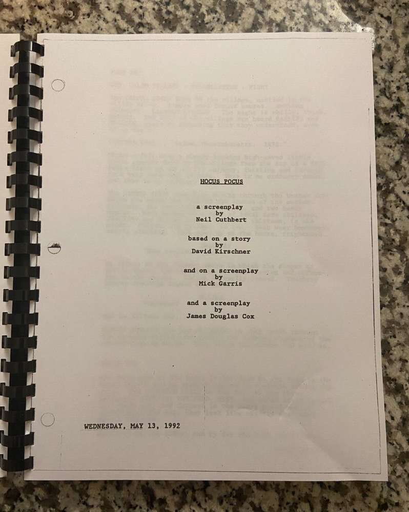 Hocus Pocus Movie Script Reprint Full Screenplay Script