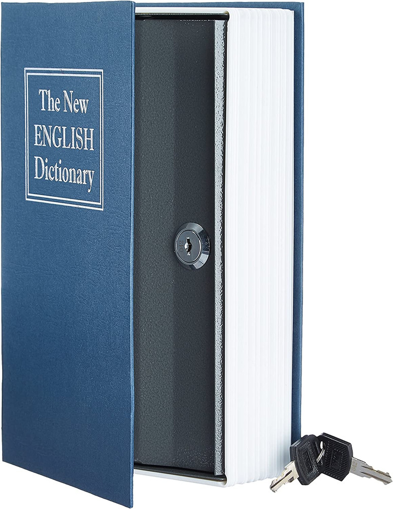 Large Blue Hidden Book Safe with Key Lock