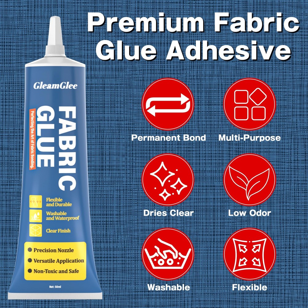Fabric Glue Permanent, 100ml Extra Strong Fabric Adhesive, Washable Clear Clothi
