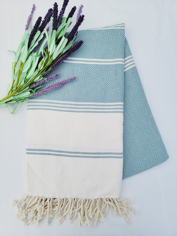 100% Cotton Geometric Diamond Weave All Season Solid Blanket Soft Sofa Throw