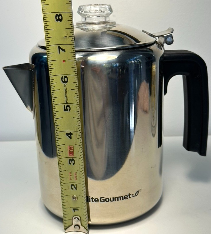 8 cup Elite Gourmet EC008 Stainless Steel Percolator EUC