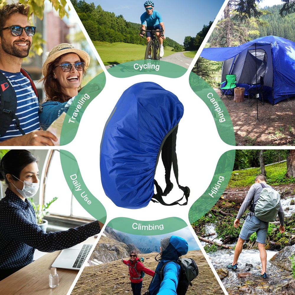 65L-75L Backpack Rain Cover with A Vertical Reflective Strap [Sapphire Blue]