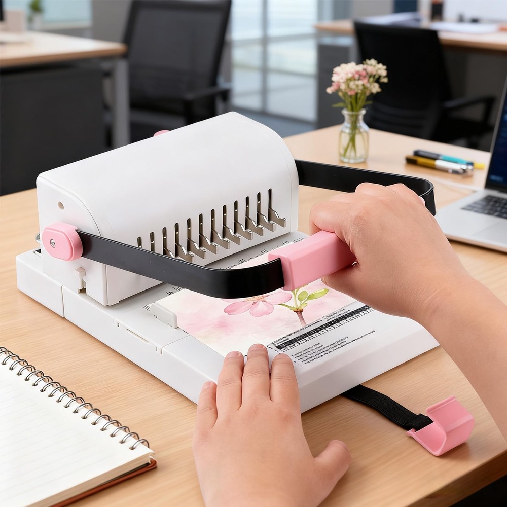 Book Binding Machine with Slide Ruler Compatible with Wire or Spiral Coils, M...