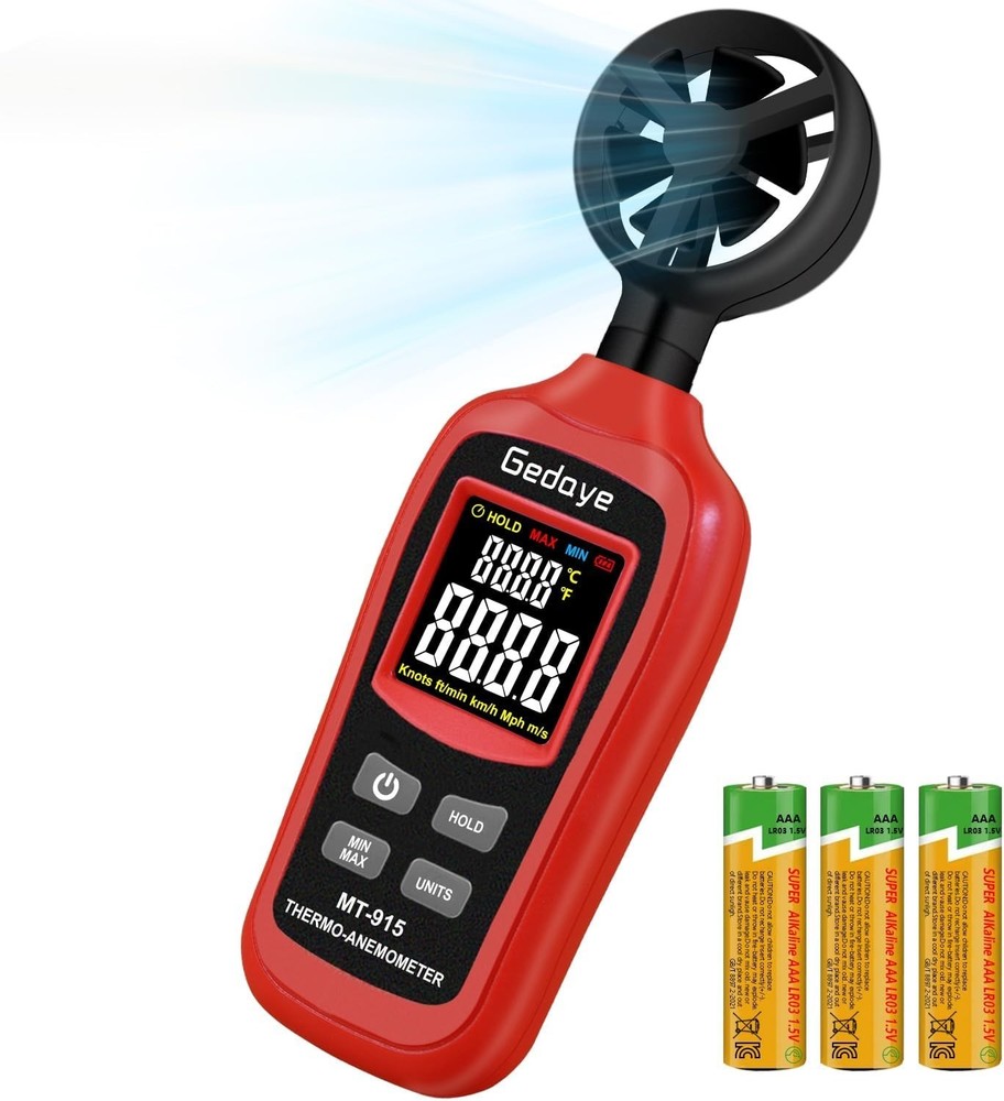 Digital Wind Speed Meter, Handheld Anemometer, Measure Wind Speed and Tempera...