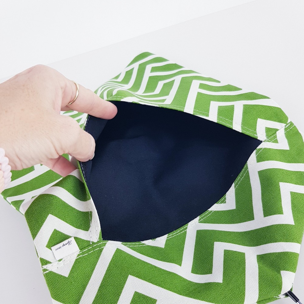 Peg Bag Handmade Green White Print Lined Laundry Clothes Peg Holder