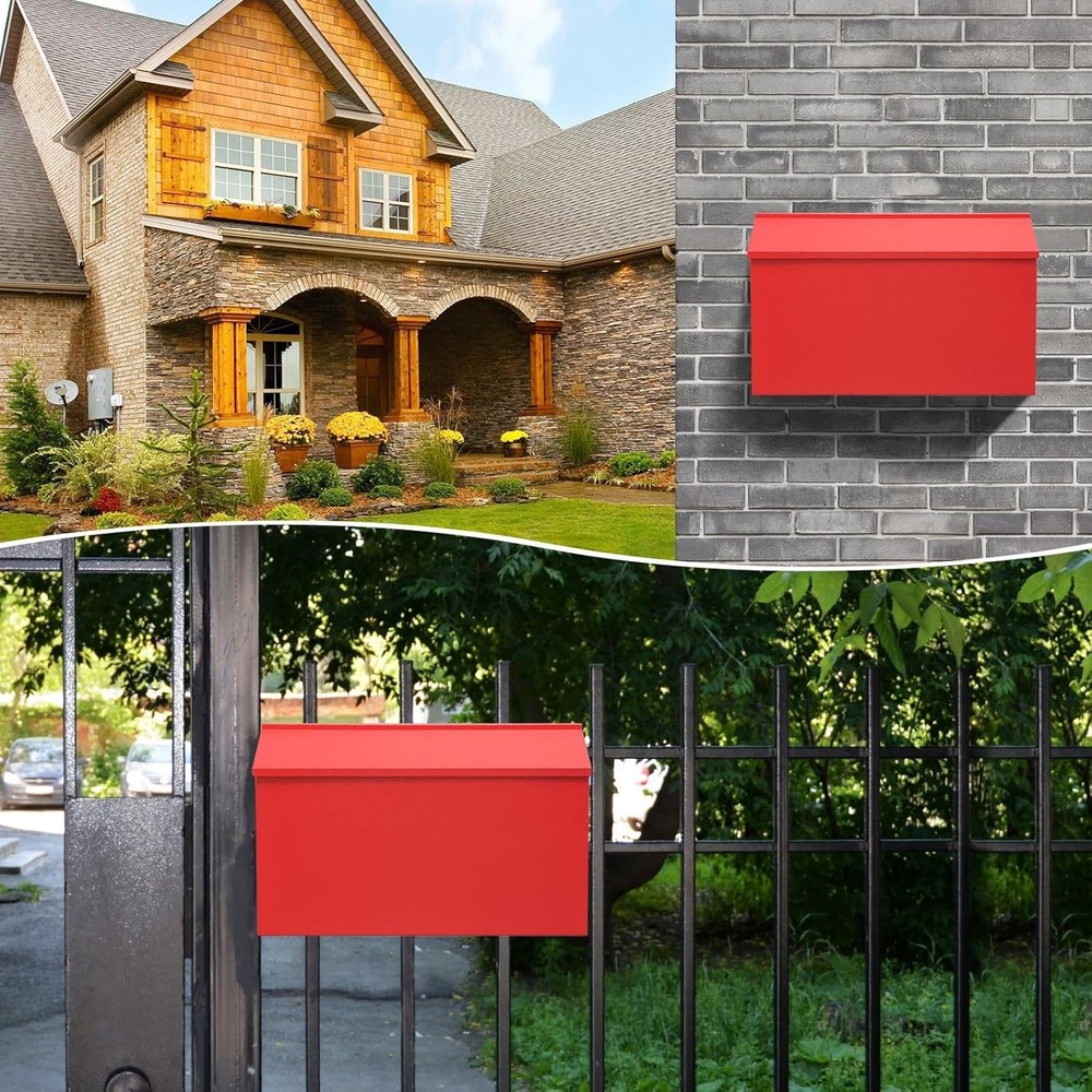 Durable Steel Mailbox, Outdoor Mail Storage