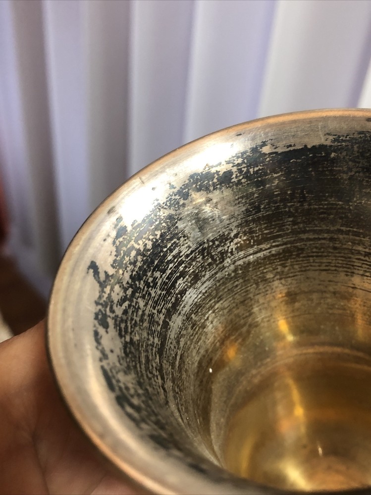 14. Solid Silver Judaica Engraved Vine Kiddush Foot Cup 90g, 5 3/8"