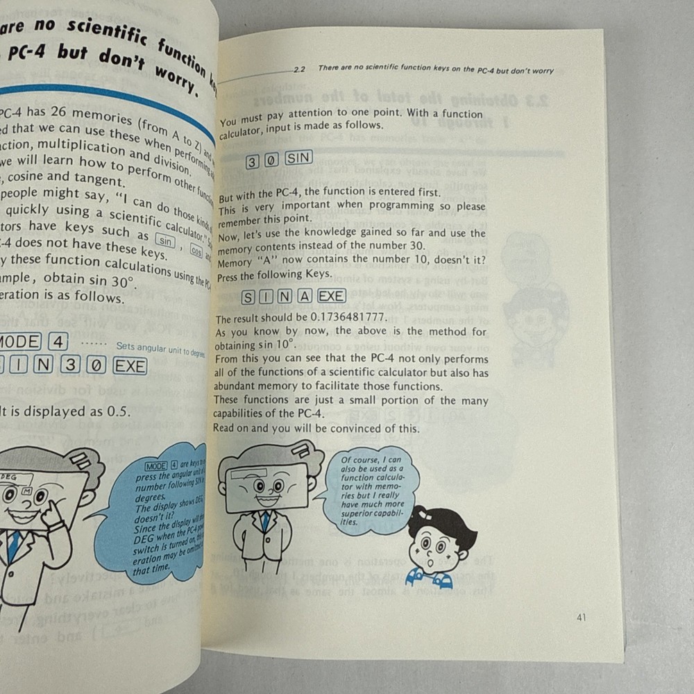 Vintage TANDY Pocket Computer PC-4 Programming Guide 26-3650B