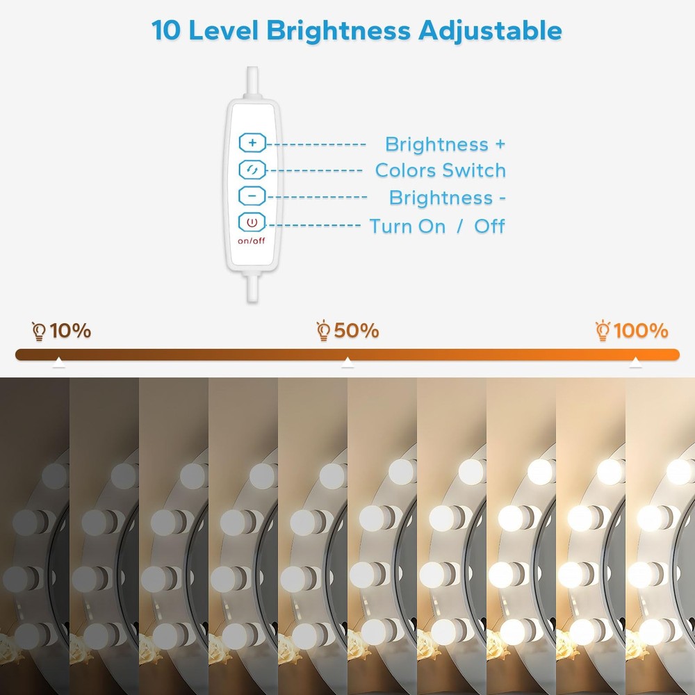 LED Vanity Lights For Mirror, Stick on 10 (White), White