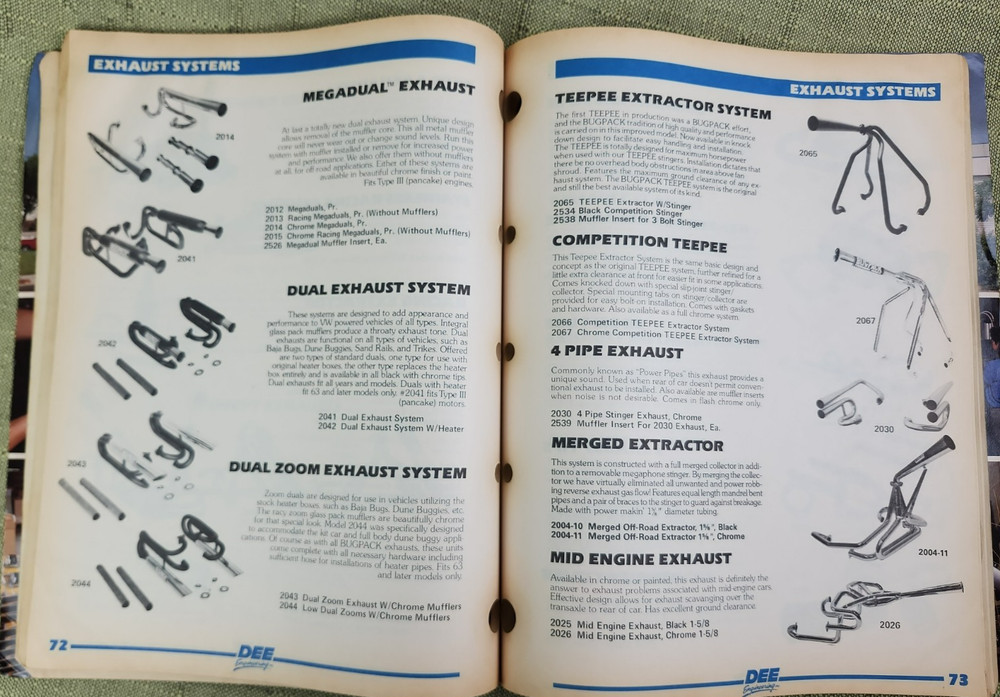 Bugpack Dee Engineering Master Catalog 9591, Parts for Engine, Intake, Exhaust