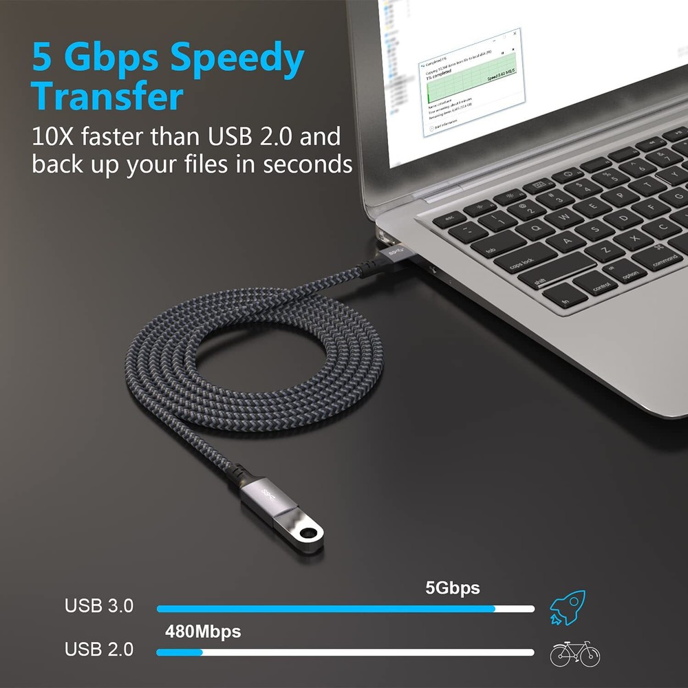 USB Extension Cable 20 ft Long USB Extension Cable USB Extender Nylon Braided...