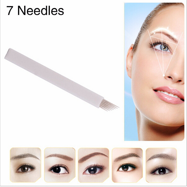 FLEXIBLE Microblading Needles Permanent Makeup Manual Eyebrow Blade PCS 7-Pin
