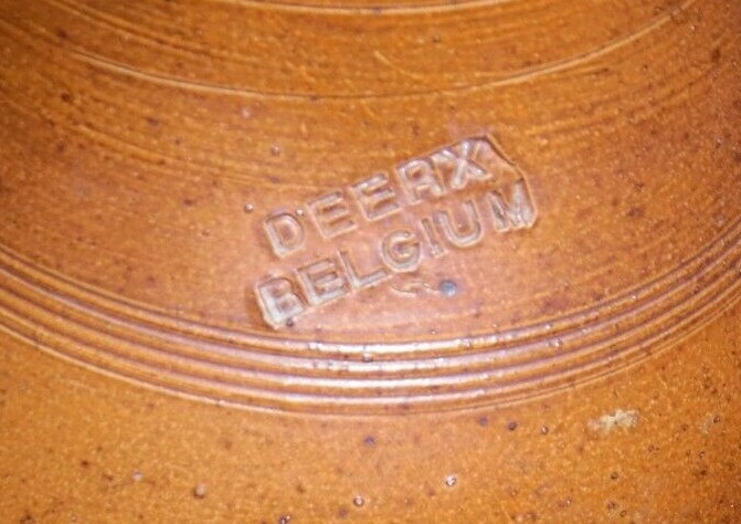 Old Deerx Belgium Redware / Stoneware PItcher - 9"