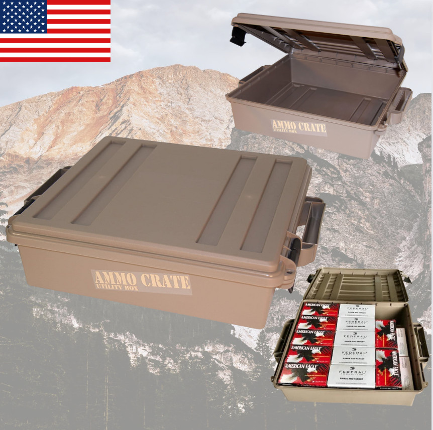 Ammo Box Storage Case Stackable Ammunition Crate Utility Can 2 Lock Water Seal
