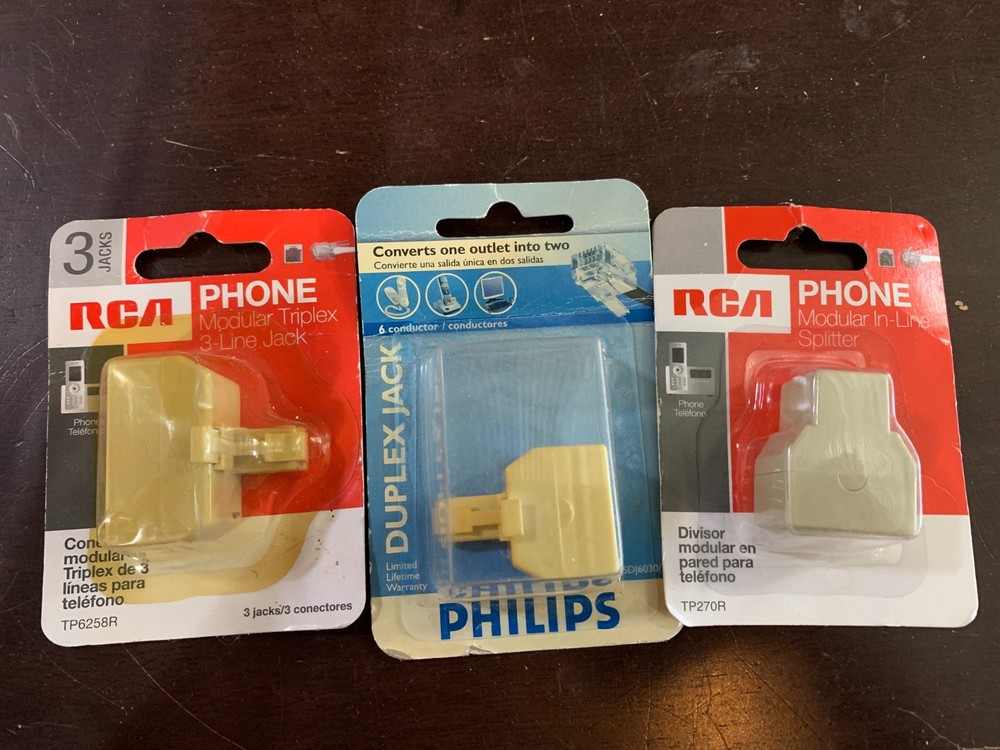 Modular Triplex 3-LINE JACK/DUPLEX JACK/IN-LINE SPLITTER Philips & RCA