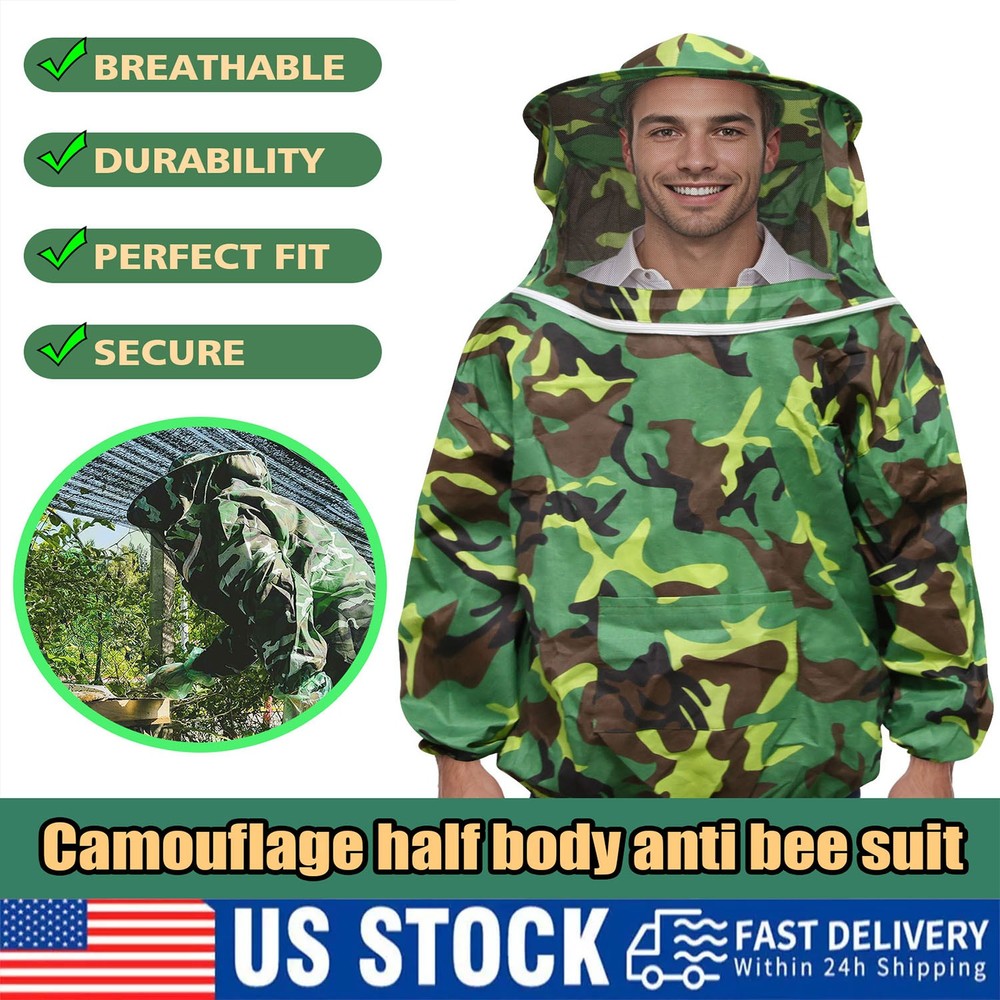 Professional Thicken Beekeeping Protective Jacket Bee Suit Smock Beekeeper new