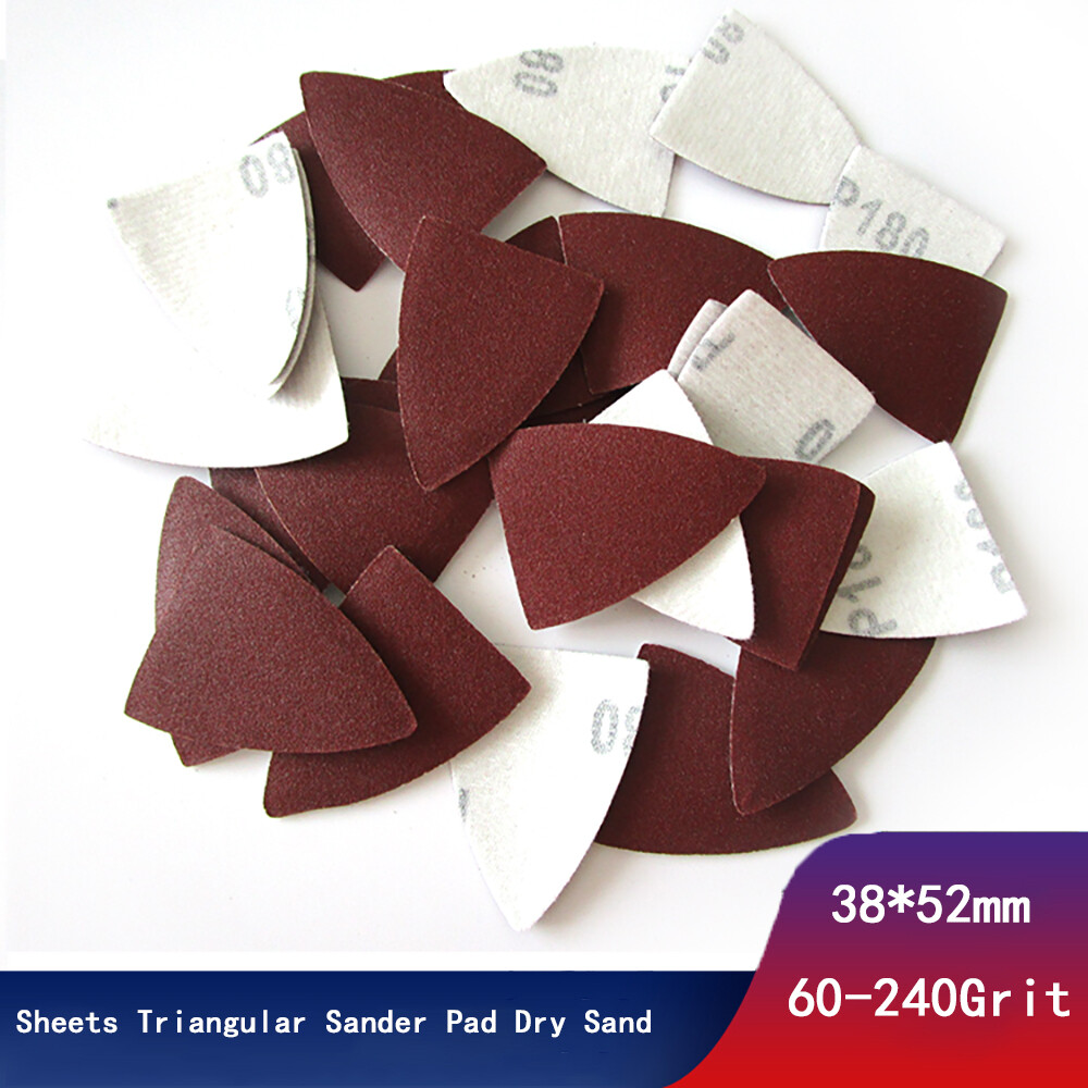 60-240Grit 38mmx52mm Mouse Sanding Sheets Triangular Sander Pads Red Dry Sand