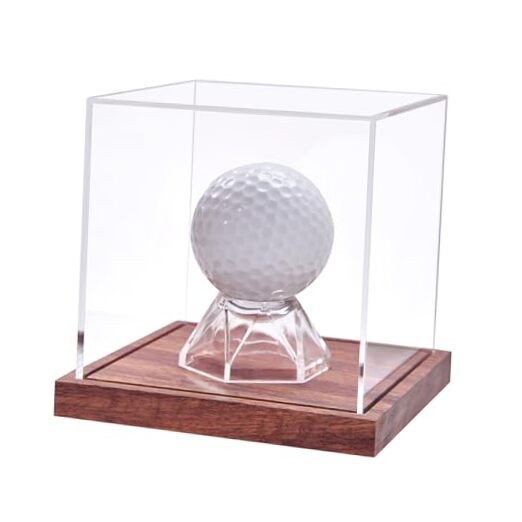 LITY Golf Ball Display Case, No Assembly Required Clear Cube with Solid Wooden